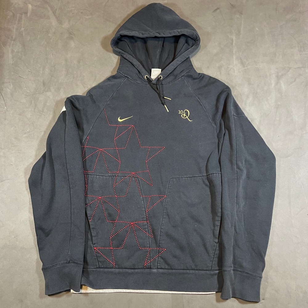 Vintage Nike Ronaldinho 10R Hoodie Men XL Black Stars Stripe Pullover Football